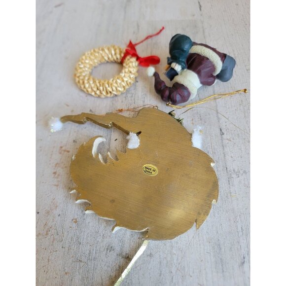 Rustic golden Santa wreath gift ornament Xmas variety set - Picture 5 of 5